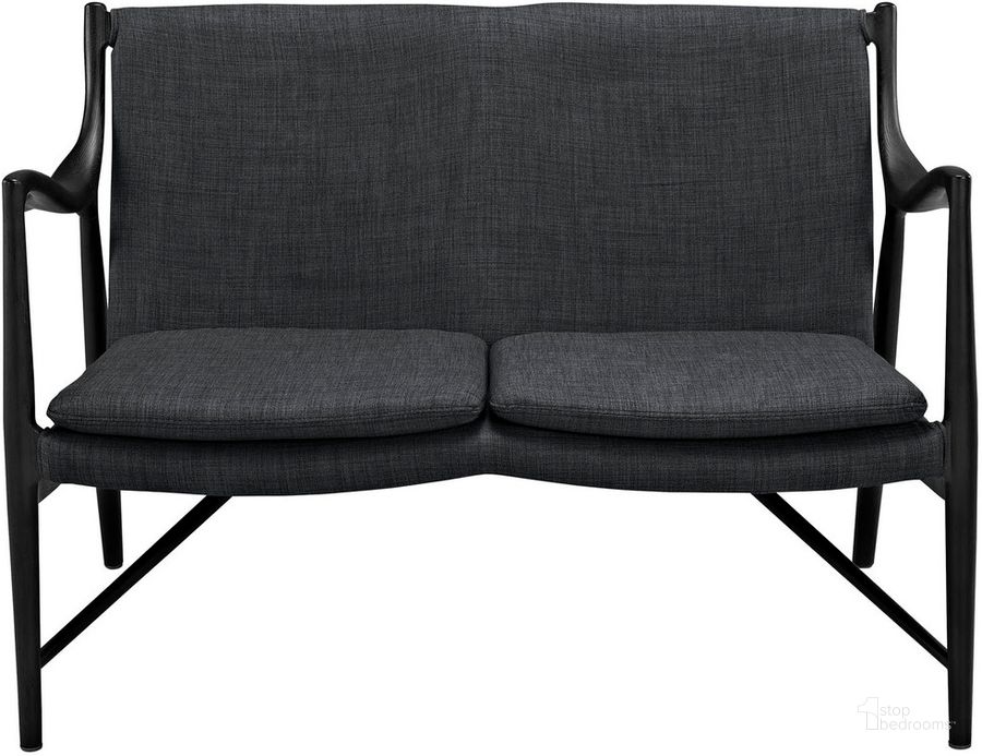 The appearance of Makeshift Upholstered Fabric Loveseat In Black Gray designed by Modway in the transitional interior design. This black gray piece of furniture  was selected by 1StopBedrooms from Makeshift Collection to add a touch of cosiness and style into your home. Sku: EEI-1441-BLK-GRY. Material: Wood. Product Type: Loveseat. Image1