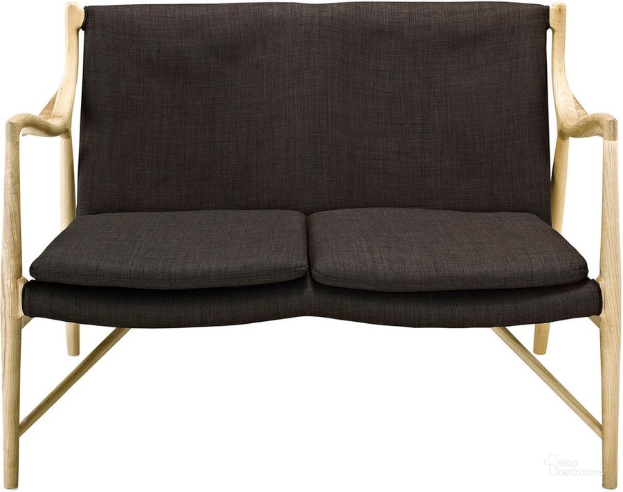 The appearance of Makeshift Upholstered Fabric Loveseat In Natural Brown designed by Modway in the transitional interior design. This natural brown piece of furniture  was selected by 1StopBedrooms from Makeshift Collection to add a touch of cosiness and style into your home. Sku: EEI-1441-NAT-BRN. Material: Wood. Product Type: Loveseat. Image1