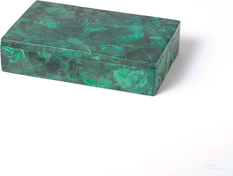 The appearance of Malachite Stone Large Box In Green designed by Global Views in the modern / contemporary interior design. This green piece of furniture  was selected by 1StopBedrooms from Malachite Collection to add a touch of cosiness and style into your home. Sku: 9.92374. Material: Stone. Product Type: Box. Image1