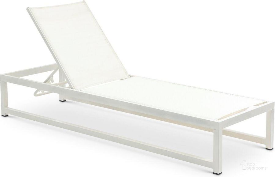 The appearance of Maldives Cream Mesh Waterproof Fabric Outdoor Patio Adjustable Sun Chaise Lounge Chair 347Cream designed by Meridian in the modern / contemporary interior design. This cream piece of furniture  was selected by 1StopBedrooms from Maldives Collection to add a touch of cosiness and style into your home. Sku: 347Cream. Material: Aluminum. Product Type: Outdoor Chaise Lounge. Image1