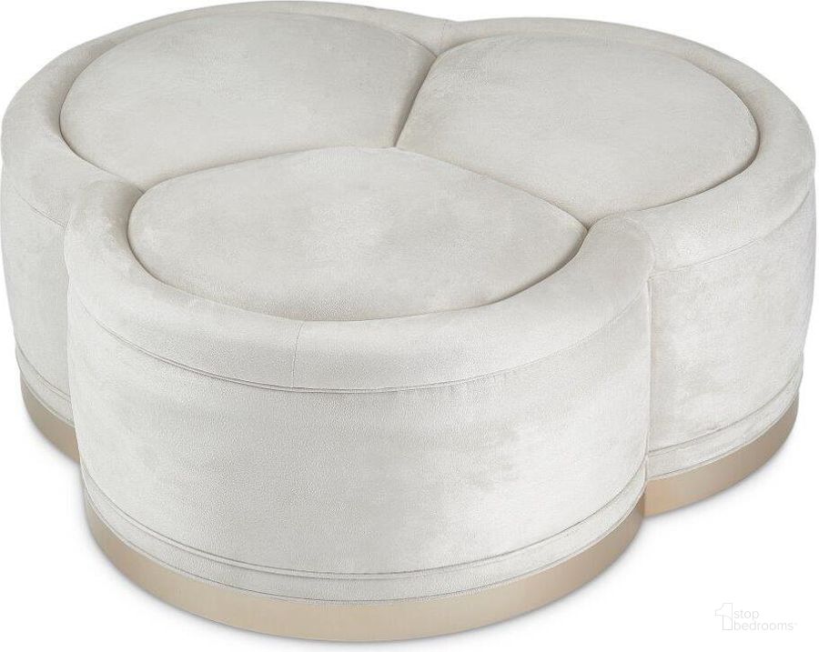 The appearance of Malibu Crest Cocktail Ottoman In Chardonnay designed by AICO in the transitional interior design. This chardonnay piece of furniture  was selected by 1StopBedrooms from Malibu Crest Collection to add a touch of cosiness and style into your home. Sku: N9007879-DOSKN-822. Material: Polyester. Product Type: Ottoman. Image1