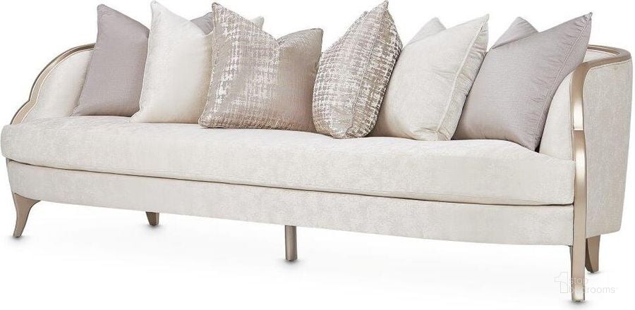 The appearance of Malibu Crest Sofa In Cloud White/Chardonnay designed by AICO in the transitional interior design. This chardonnay piece of furniture  was selected by 1StopBedrooms from Malibu Crest Collection to add a touch of cosiness and style into your home. Sku: N9007816-CLDWH-822. Material: Polyester. Product Type: Sofa. Image1