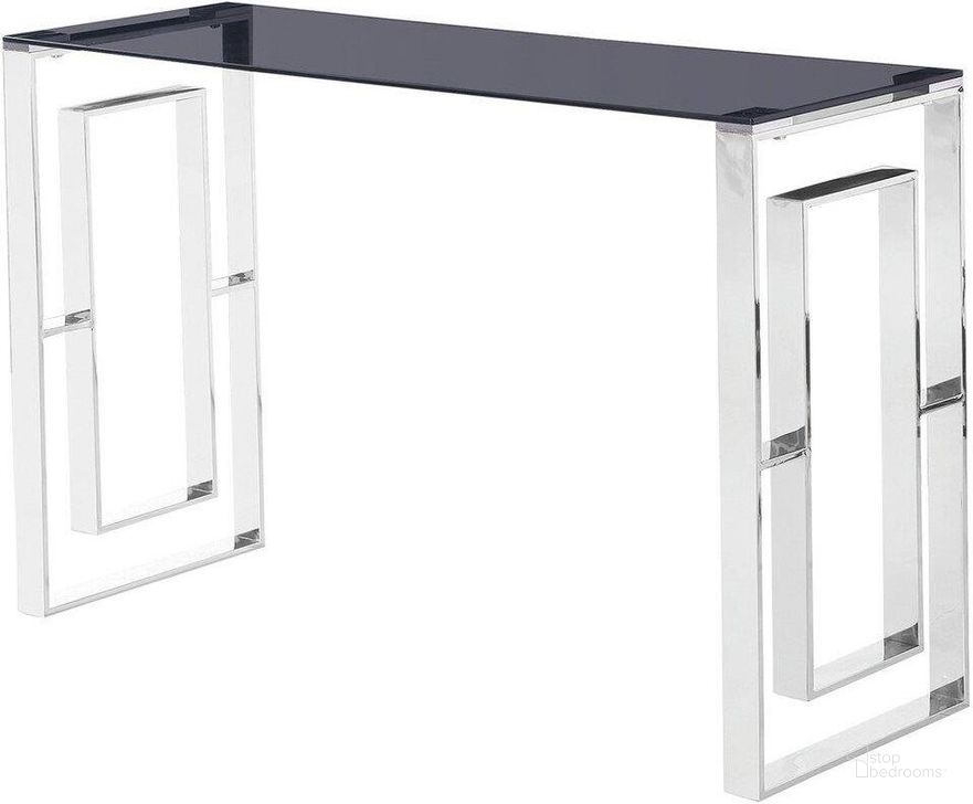 The appearance of Mallory Stainless Steel And Smoked Glass Console Table In Silver designed by Best Master Furniture in the modern / contemporary interior design. This silver piece of furniture  was selected by 1StopBedrooms from Mallory Collection to add a touch of cosiness and style into your home. Sku: E28SS. Material: Glass. Product Type: Console Table.