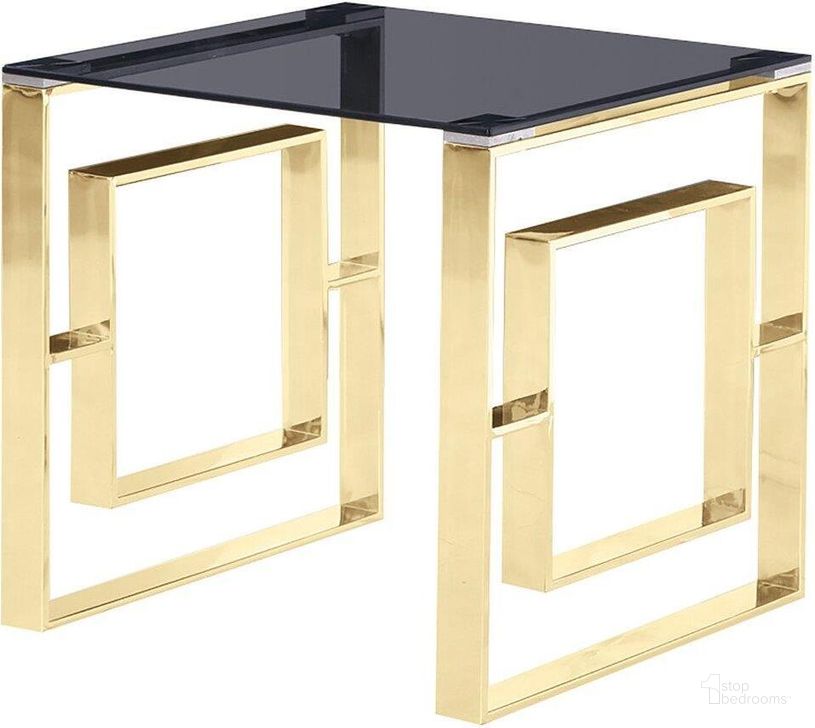 The appearance of Mallory Stainless Steel And Smoked Glass End Table In Gold designed by Best Master Furniture in the modern / contemporary interior design. This gold piece of furniture  was selected by 1StopBedrooms from Mallory Collection to add a touch of cosiness and style into your home. Sku: E28GE. Material: Glass. Product Type: End Table.