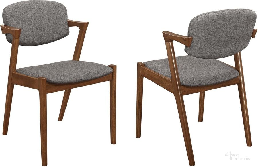 The appearance of Malone Dining Side Chair Set of 2 designed by Coaster in the modern / contemporary interior design. This brown piece of furniture  was selected by 1StopBedrooms from Malone Collection to add a touch of cosiness and style into your home. Sku: 105352. Material: Fabric. Product Type: Side Chair. Image1