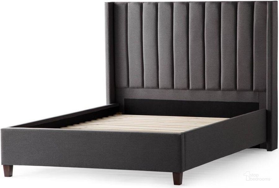 The appearance of Malouf Blackwell Cal King Charcoal Designer Bed designed by Malouf in the modern / contemporary interior design. This charcoal piece of furniture  was selected by 1StopBedrooms from Blackwell Collection to add a touch of cosiness and style into your home. Sku: STCKCHBLWBUB. Bed Type: Platform Bed. Product Type: Platform Bed. Bed Size: California King. Image1