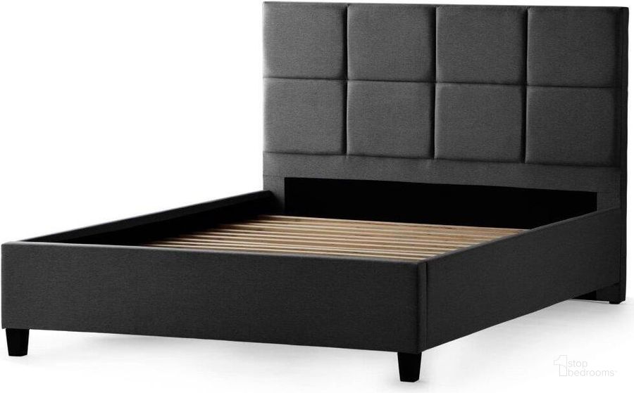 The appearance of Malouf Scoresby Cal King Charcoal Designer Bed designed by Malouf in the modern / contemporary interior design. This charcoal piece of furniture  was selected by 1StopBedrooms from Scoresby Collection to add a touch of cosiness and style into your home. Sku: STCKCHSCORUB. Bed Type: Platform Bed. Product Type: Platform Bed. Bed Size: California King. Image1