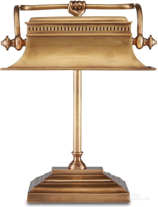 The appearance of Malvasia Brass Desk Lamp designed by Currey & Company in the modern / contemporary interior design. This brass piece of furniture  was selected by 1StopBedrooms from Bunny Williams Collection to add a touch of cosiness and style into your home. Sku: 6000-0758. Product Type: Desk Lamp. Material: Brass. Image1