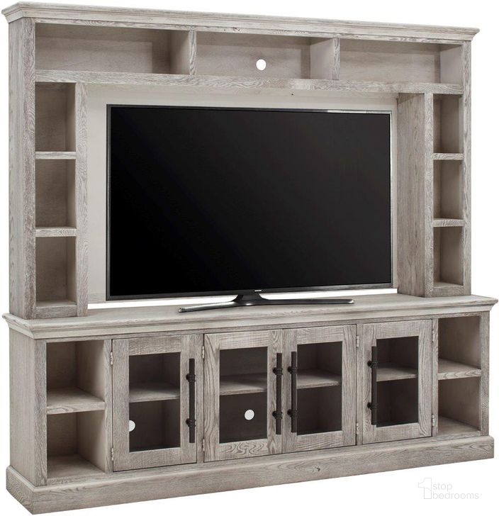 The appearance of Manchester 97 Inch Console And Hutch In Grey designed by Aspenhome in the traditional interior design. This grey piece of furniture  was selected by 1StopBedrooms from Manchester Collection to add a touch of cosiness and style into your home. Sku: WKM1270-HGR;WKM1270H-HGR. Material: Wood. Product Type: TV Stands and TV Console. Image1
