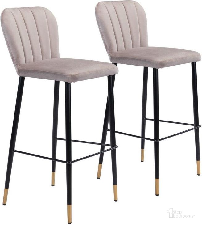 The appearance of Manchester Bar Chair Set Of 2 In Gray designed by Zuo Modern in the modern / contemporary interior design. This gray and gold piece of furniture  was selected by 1StopBedrooms from Manchester Collection to add a touch of cosiness and style into your home. Sku: 109506. Material: Steel. Product Type: Bar Chair. Image1