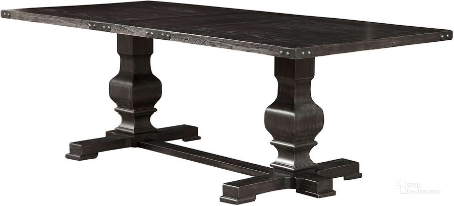 The appearance of Manchester Vintage Black Dining Table designed by Alpine in the transitional interior design. This black piece of furniture  was selected by 1StopBedrooms from Manchester Collection to add a touch of cosiness and style into your home. Sku: 3868-01. Table Base Style: Trestle. Product Type: Dining Table. Table Top Shape: Rectangular. Material: Rubberwood. Size: 40". Image1