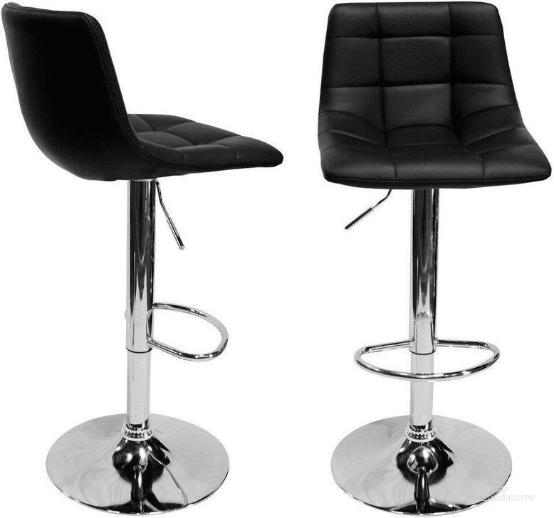 The appearance of Mandy Faux Leather Adjustable Swivel Bar Stool Set of 2 In Black designed by Best Master Furniture in the modern / contemporary interior design. This black piece of furniture  was selected by 1StopBedrooms from Mandy Collection to add a touch of cosiness and style into your home. Sku: HY3835B. Material: Faux Leather. Product Type: Barstool. Image1