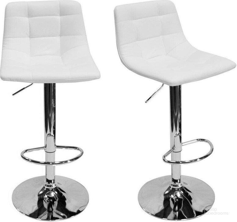The appearance of Mandy Faux Leather Adjustable Swivel Bar Stool Set of 2 In White designed by Best Master Furniture in the modern / contemporary interior design. This white piece of furniture  was selected by 1StopBedrooms from Mandy Collection to add a touch of cosiness and style into your home. Sku: HY3835W. Material: Faux Leather. Product Type: Barstool. Image1