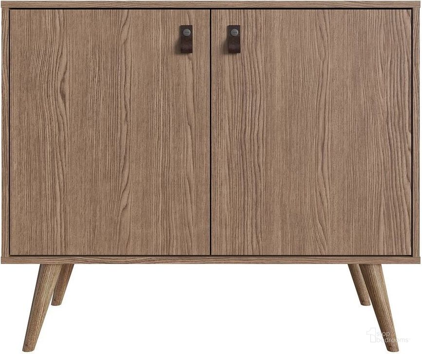 The appearance of Manhattan Comfort Amber Accent Cabinet With Faux Leather Handles In Nature designed by Manhattan Comfort in the modern / contemporary interior design. This nature piece of furniture  was selected by 1StopBedrooms from Amber Collection to add a touch of cosiness and style into your home. Sku: 307GFX4. Material: Wood. Product Type: Accent Cabinet. Image1
