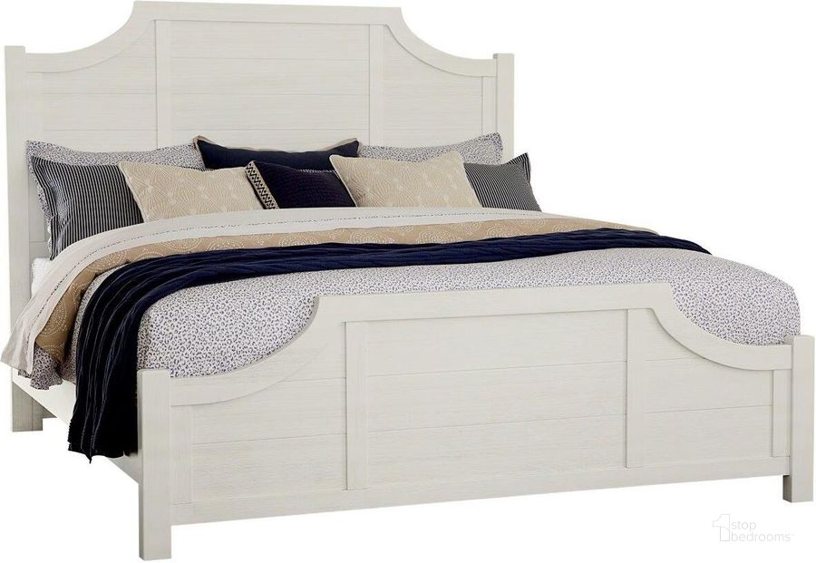 The appearance of Maple Road King Scalloped Bed In Soft White designed by Artisan & Post in the transitional interior design. This soft white piece of furniture  was selected by 1StopBedrooms from Maple Road Collection to add a touch of cosiness and style into your home. Sku: 116-667;116-766;116-733;MS-MS2. Bed Type: Panel Bed. Material: Wood. Product Type: Panel Bed. Bed Size: King. Image1