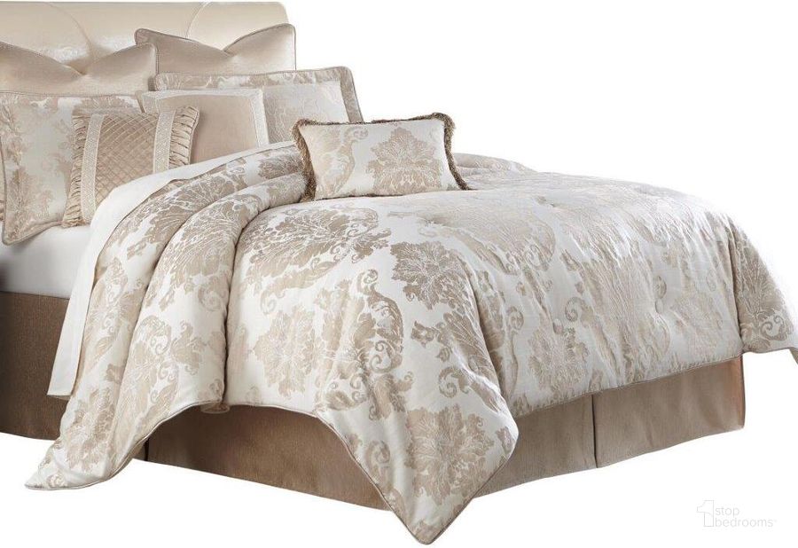The appearance of Marbella 5 Piece Queen Comforter Set In Sand designed by AICO in the modern / contemporary interior design. This sand piece of furniture  was selected by 1StopBedrooms from Michael Amini Collection to add a touch of cosiness and style into your home. Sku: BKS-MRBLA-QS05-SND. Material: Polyester. Product Type: Comforter Set. Image1