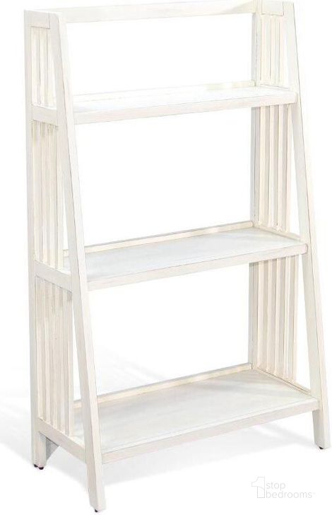 Marble White 48 Inch Folding Bookcase In Off White by Sunny Design
