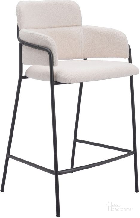 The appearance of Marcel Bar Stool Set of 2 In Cream designed by Zuo Modern in the modern / contemporary interior design. This cream piece of furniture  was selected by 1StopBedrooms from Marcel Collection to add a touch of cosiness and style into your home. Sku: 109665. Product Type: Barstool. Material: Plywood. Image1
