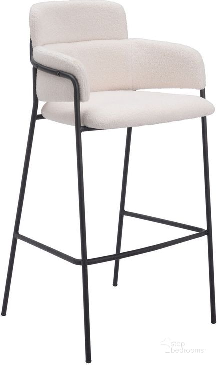 The appearance of Marcel Barstool Set of 2 In Cream designed by Zuo Modern in the modern / contemporary interior design. This cream piece of furniture  was selected by 1StopBedrooms from Marcel Collection to add a touch of cosiness and style into your home. Sku: 109667. Product Type: Barstool. Material: Plywood. Image1