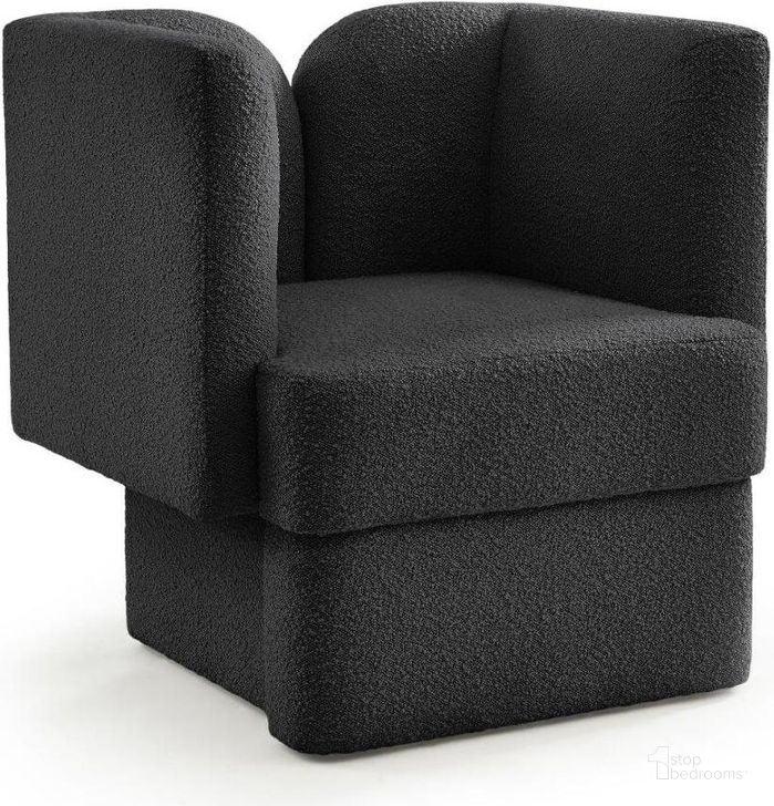 The appearance of Marcel Black Boucle Fabric Chair designed by Meridian in the modern / contemporary interior design. This black piece of furniture  was selected by 1StopBedrooms from Marcel Collection to add a touch of cosiness and style into your home. Sku: 616Black-C. Product Type: Chair. Material: MDF. Image1