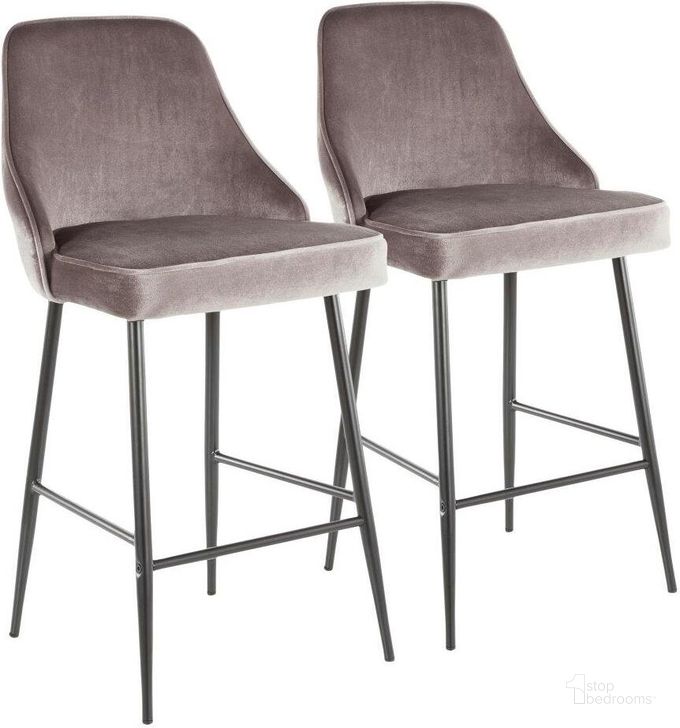 The appearance of Marcel Contemporary Counter Stool In Black Metal And Silver Velvet - Set Of 2 designed by Lumisource in the modern / contemporary interior design. This brown piece of furniture  was selected by 1StopBedrooms from Marcel Collection to add a touch of cosiness and style into your home. Sku: B25-MARCEL BKVSV2. Product Type: Barstool. Material: Velvet. Image1