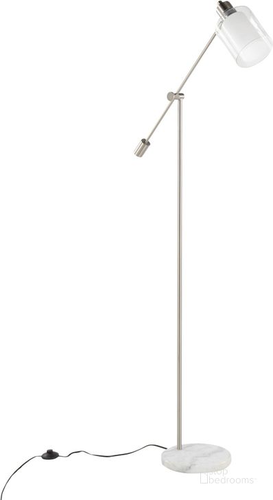 The appearance of Marcel Floor Lamp in White Marble and Nickel Metal with Clear and Frosted Glass Shade designed by Lumisource in the modern / contemporary interior design. This white piece of furniture  was selected by 1StopBedrooms from Marcel Collection to add a touch of cosiness and style into your home. Sku: L-MARCLFL NIW. Material: Marble. Product Type: Floor Lamp. Image1