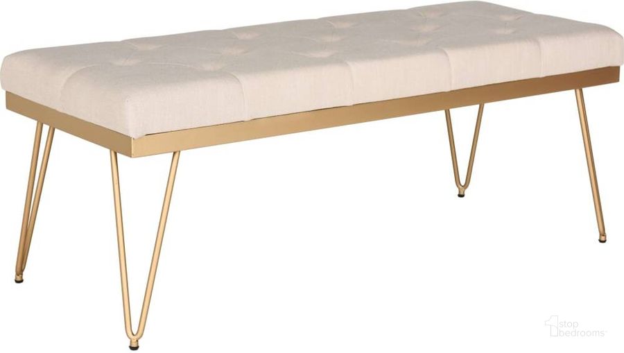 The appearance of Marcella Beige and Gold Bench designed by Safavieh in the modern / contemporary interior design. This gold and beige piece of furniture  was selected by 1StopBedrooms from Marcella Collection to add a touch of cosiness and style into your home. Sku: FOX6224C. Product Type: Bench. Material: Iron. Image1