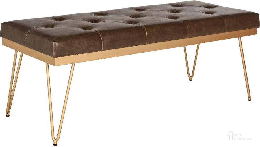 The appearance of Marcella Brown and Gold Bench designed by Safavieh in the modern / contemporary interior design. This brown and gold piece of furniture  was selected by 1StopBedrooms from Marcella Collection to add a touch of cosiness and style into your home. Sku: FOX6224E. Product Type: Bench. Material: Iron. Image1