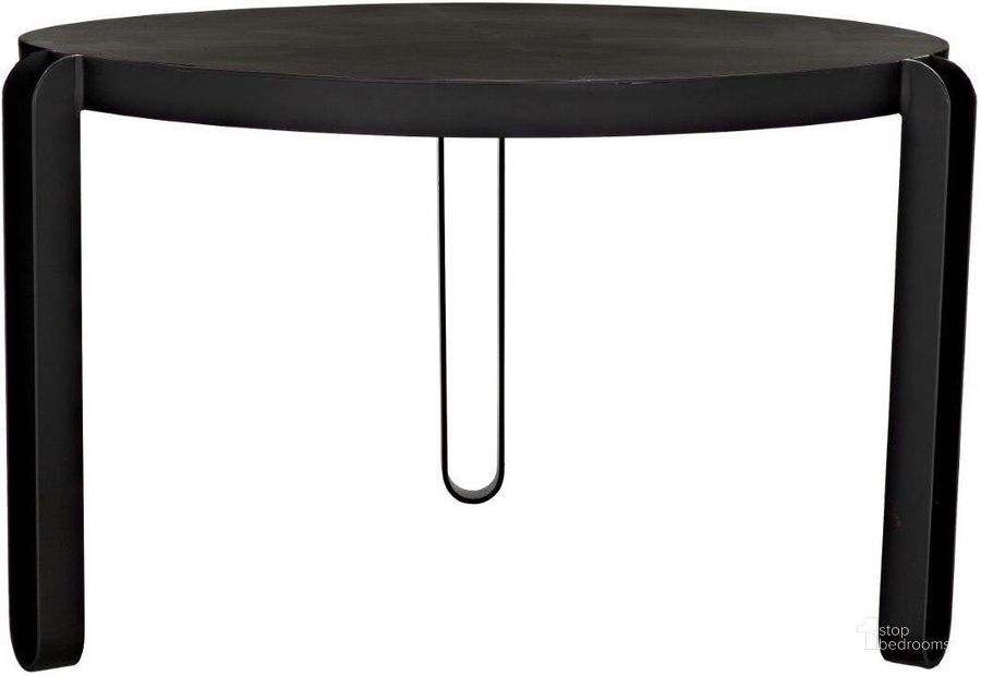 The appearance of Marcellus 49 Inch Dining Table In Black Metal designed by Noir in the transitional interior design. This black piece of furniture  was selected by 1StopBedrooms from Marcellus Collection to add a touch of cosiness and style into your home. Sku: GTAB563MTB-S. Table Base Style: Legs. Table Top Shape: Round. Material: Steel. Product Type: Dining Table. Size: 49". Image1