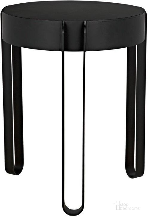 The appearance of Marcellus Side Table In Black Metal designed by Noir in the transitional interior design. This black piece of furniture  was selected by 1StopBedrooms from Marcellus Collection to add a touch of cosiness and style into your home. Sku: GTAB953MTB. Material: Steel. Product Type: Side Table. Image1