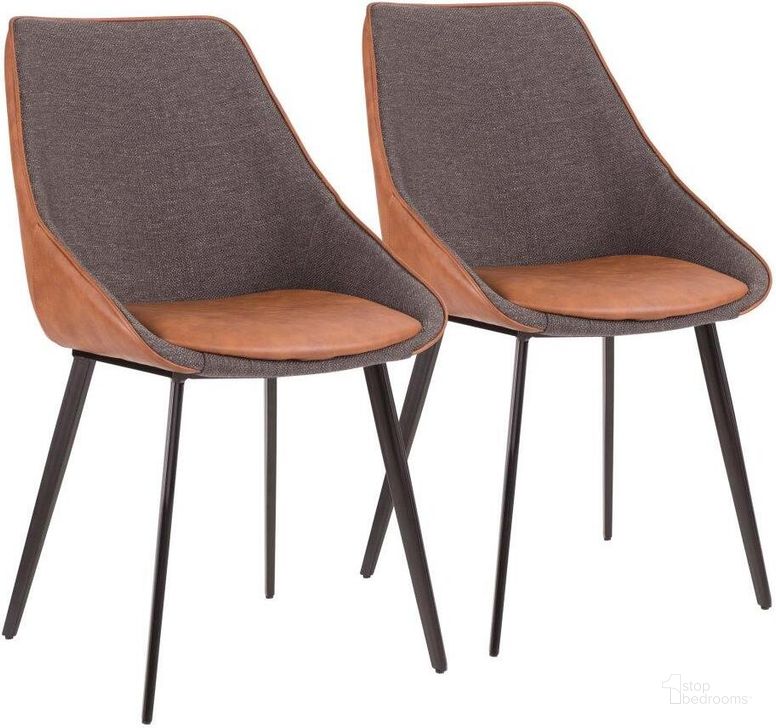 The appearance of Marche Contemporary Two-Tone Chair In Brown Faux Leather And Grey Fabric - Set Of 2 designed by Lumisource in the modern / contemporary interior design. This black piece of furniture  was selected by 1StopBedrooms from Marche Collection to add a touch of cosiness and style into your home. Sku: CH-MAR BK+BNGY2. Material: Fabric. Product Type: Chair. Image1