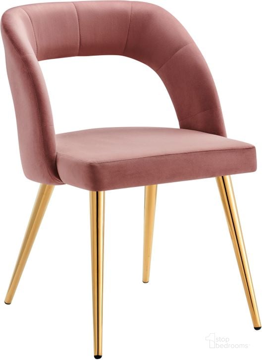 The appearance of Marciano Performance Velvet Dining Chair In Gold Dusty Rose designed by Modway in the modern / contemporary interior design. This gold dusty rose piece of furniture  was selected by 1StopBedrooms from Marciano Collection to add a touch of cosiness and style into your home. Sku: EEI-4680-GLD-DUS. Material: Metal. Product Type: Dining Chair. Image1