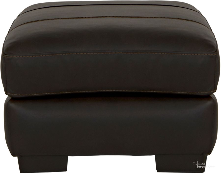 The appearance of Marco Italian Top Grain Leather Match Ottoman In Chocolate designed by Jackson in the traditional interior design. This chocolate piece of furniture  was selected by 1StopBedrooms from Marco Collection to add a touch of cosiness and style into your home. Sku: 450710127389307389. Material: Leather. Product Type: Ottoman. Image1