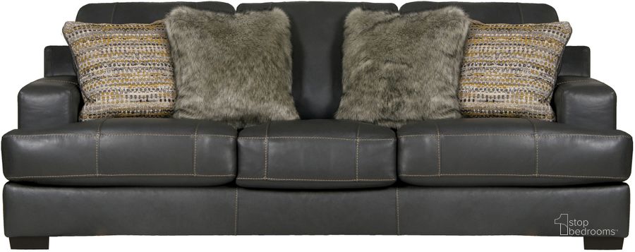The appearance of Marco Top Grain Italian Leather Match Sofa In Gunmetal designed by Jackson in the traditional interior design. This gunmetal piece of furniture  was selected by 1StopBedrooms from Marco Collection to add a touch of cosiness and style into your home. Sku: 450703127358307358. Material: Leather. Product Type: Sofa. Image1