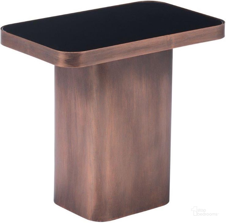 The appearance of Marcos Side Table In Black And Antique Bronze designed by Zuo Modern in the modern / contemporary interior design. This antique bronze piece of furniture  was selected by 1StopBedrooms from Marcos Collection to add a touch of cosiness and style into your home. Sku: A12254. Material: Steel. Product Type: Side Table. Image1