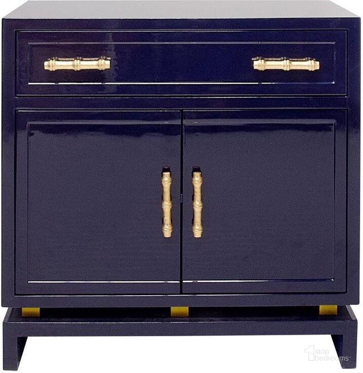 The appearance of Marcus Navy Laquer Cabinet designed by Worlds Away in the modern / contemporary interior design. This blue piece of furniture  was selected by 1StopBedrooms from Marcus Collection to add a touch of cosiness and style into your home. Sku: MARCUS NVY. Material: Metal. Product Type: Cabinet. Image1