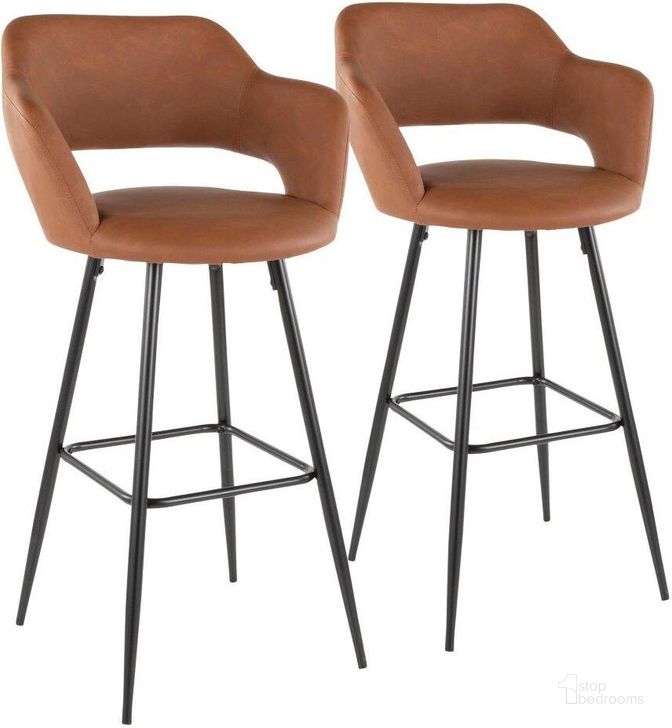 The appearance of Margarite Contemporary Barstool In Black Metal And Brown Faux Leather - Set Of 2 designed by Lumisource in the modern / contemporary interior design. This brown piece of furniture  was selected by 1StopBedrooms from Margarite Collection to add a touch of cosiness and style into your home. Sku: B30-MARG BK+BN2. Product Type: Barstool. Material: PU. Image1