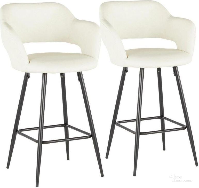 The appearance of Margarite Contemporary Counter Stool In Black Metal And Cream Faux Leather - Set Of 2 designed by Lumisource in the modern / contemporary interior design. This white piece of furniture  was selected by 1StopBedrooms from Margarite Collection to add a touch of cosiness and style into your home. Sku: B25-MARG BK+CR2. Product Type: Barstool. Material: PU. Image1