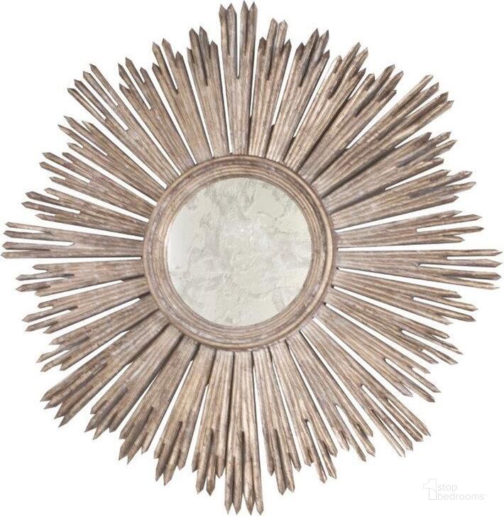 The appearance of Margeaux Champagne Silver Leaf Handcarved Starburst Mirror designed by Worlds Away in the modern / contemporary interior design. This silver piece of furniture  was selected by 1StopBedrooms from Margeaux Collection to add a touch of cosiness and style into your home. Sku: MARGEAUX S. Material: Wood. Product Type: Mirror.