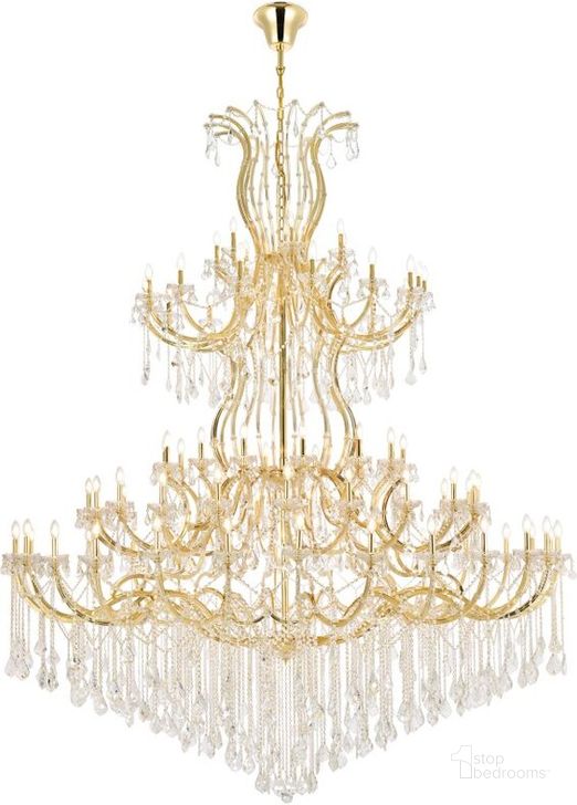 The appearance of Maria Theresa 84 Light Gold Chandelier designed by Elegant Lighting in the transitional interior design. This gold piece of furniture  was selected by 1StopBedrooms from Maria Theresa Collection to add a touch of cosiness and style into your home. Sku: 2800G120G/RC. Material: Steel. Product Type: Chandelier. Image1