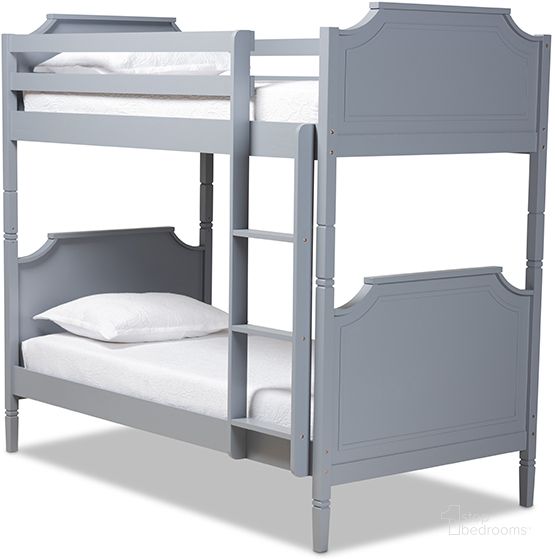 The appearance of Mariana Traditional Transitional Grey Finished Wood Twin Size Bunk Bed designed by Baxton Studio in the transitional interior design. This grey piece of furniture  was selected by 1StopBedrooms from Mariana Collection to add a touch of cosiness and style into your home. Sku: Mariana-Grey-Twin Bunk Bed. Bed Type: Bunk Bed. Product Type: Bunk Bed. Bed Size: Twin. Material: Pine. Image1