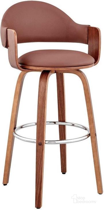 The appearance of Marimore Walnut Barstool 0qb24412368 designed by Luxury Loft in the modern / contemporary interior design. This brown piece of furniture  was selected by 1StopBedrooms from Marimore Collection to add a touch of cosiness and style into your home. Sku: LCDXBAWABR30. Product Type: Barstool. Material: Iron. Image1