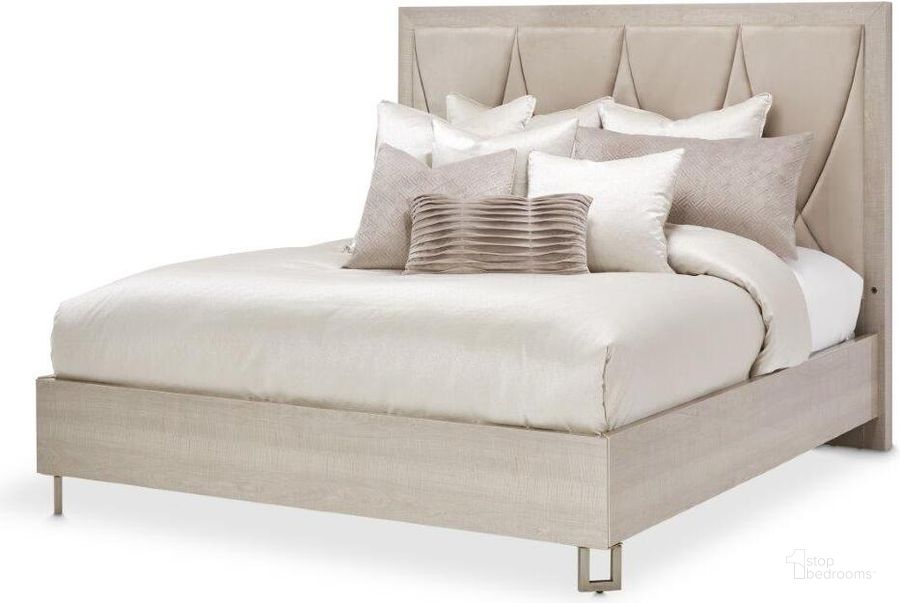The appearance of Marin California King Panel Bed In Greige designed by AICO in the modern / contemporary interior design. This greige piece of furniture  was selected by 1StopBedrooms from Marin Collection to add a touch of cosiness and style into your home. Sku: KI-MRIN014-139;KI-MRIN134-139;9000238-00. Bed Type: Panel Bed. Product Type: Panel Bed. Bed Size: California King. Material: Stainless Steel. Image1