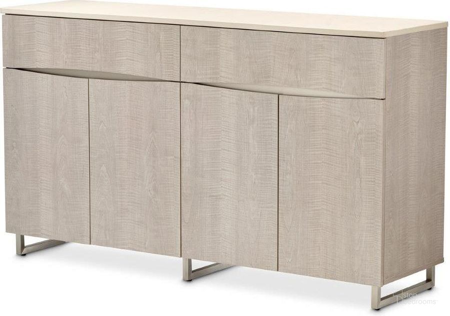The appearance of Marin Sideboard In Greige designed by AICO in the modern / contemporary interior design. This greige piece of furniture  was selected by 1StopBedrooms from Marin Collection to add a touch of cosiness and style into your home. Sku: KI-MRIN007-139. Material: Polyester. Product Type: Sideboard. Image1