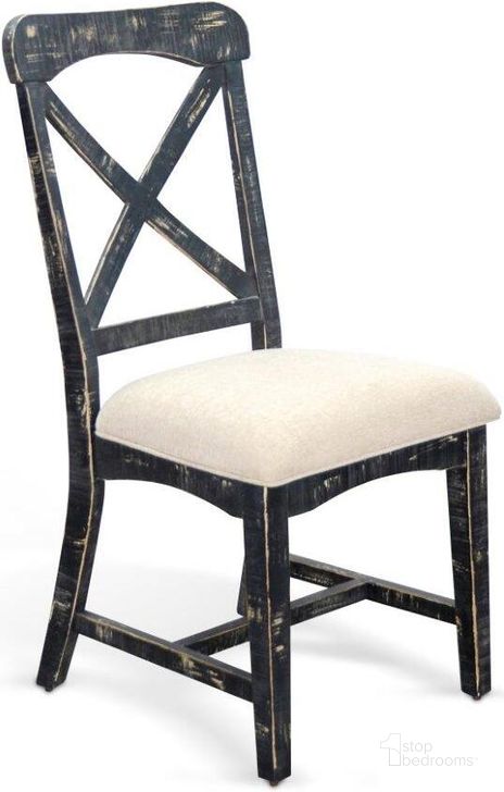 The appearance of Marina Black Sand Dining Chair Set of 2 With Cushion Seat In Black designed by Sunny Design in the country / farmhouse interior design. This black piece of furniture  was selected by 1StopBedrooms from Marina Collection to add a touch of cosiness and style into your home. Sku: 1670BS. Material: Wood. Product Type: Dining Chair. Image1