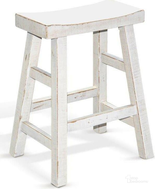 The appearance of Marina White Sand 24 Inch Saddle Seat Stool Set of 2 With Wood Seat In White designed by Sunny Design in the traditional interior design. This white piece of furniture  was selected by 1StopBedrooms from Marina Collection to add a touch of cosiness and style into your home. Sku: 1768WS-24. Material: Wood. Product Type: Barstool. Image1