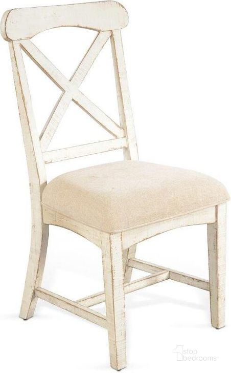 The appearance of Marina White Sand Dining Chair Set of 2 With Cushion Seat In White designed by Sunny Design in the country / farmhouse interior design. This white piece of furniture  was selected by 1StopBedrooms from Marina Collection to add a touch of cosiness and style into your home. Sku: 1670WS. Material: Wood. Product Type: Dining Chair. Image1