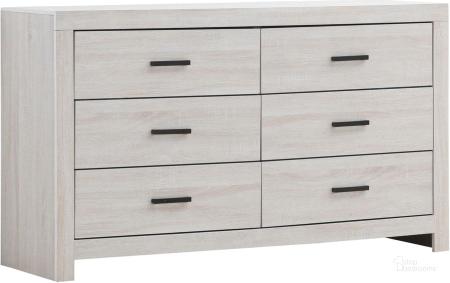 The appearance of Marion Coastal White Dresser designed by Coaster in the transitional interior design. This white piece of furniture  was selected by 1StopBedrooms from Marion Collection to add a touch of cosiness and style into your home. Sku: 207053. Material: Wood. Product Type: Dresser. Image1