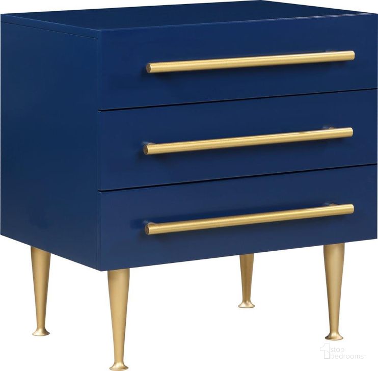 The appearance of Marisol Navy Night Stand designed by Meridian in the modern / contemporary interior design. This navy piece of furniture  was selected by 1StopBedrooms from Marisol Collection to add a touch of cosiness and style into your home. Sku: 844Navy-NS. Material: Wood. Product Type: Nightstand. Image1