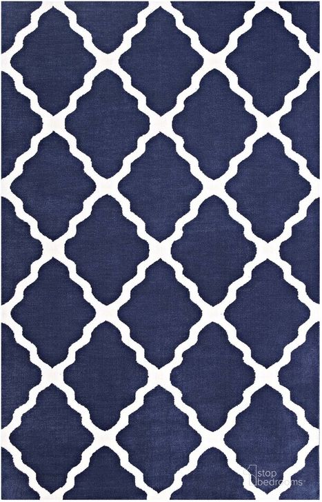 The appearance of Marja Moroccan Trellis 8X10 Area Rug In Navy and Ivory designed by Modway in the modern / contemporary interior design. This navy and ivory piece of furniture  was selected by 1StopBedrooms from Marja Collection to add a touch of cosiness and style into your home. Sku: R-1003A-810. Material: Polyester. Product Type: Area Rugs. Image1